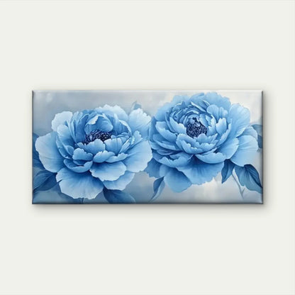 Blue Flowers Petal Wall Art Canvas Office Home Room Framed 120x60cm