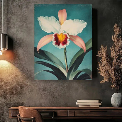 Beautiful Orchid Paradise Bloom Modern Painting 40x60cm Metal Print Ready to Hang - Bella Home Decor