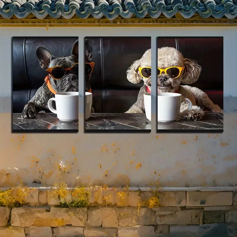 3pcs Charming Poodle & French Bulldog Metal Print Ready to Hang Art - Bella Home Decor