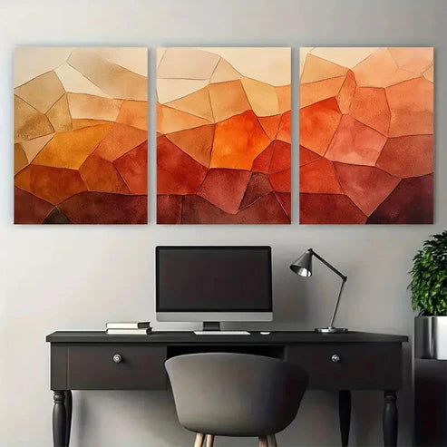 3pcs Abstract Terracotta Watercolor Minimalist Wall Art Canvas Unframed - High Quality Print 100% Australian Made Wall Canvas