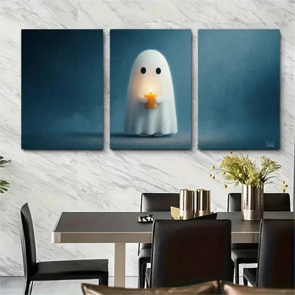3pcs Cute Halloween Candle Perfect Décor Wall Art Set Canvas Framed 50x70cm - High Quality Print 100% Australian Made Wall Canvas Ready to Hang - Bella Home Decor