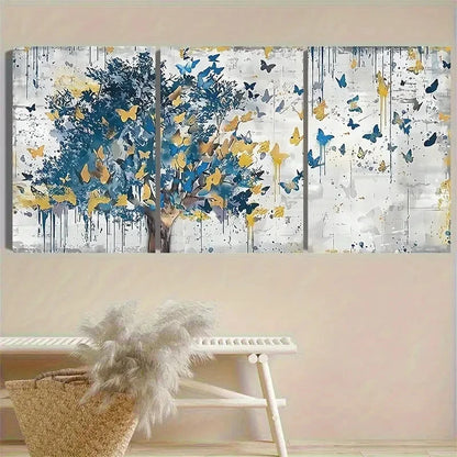 3pcs Abstract Butterfly Tree Canvas Wall Art Set Canvas Framed 40x60cm - High Quality Print 100% Australian Made Wall Canvas Ready to Hang - Bella Home Decor