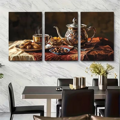 3pcs Yemeni Coffee and Jambiya Illustration Metal Print Ready to Hang Art