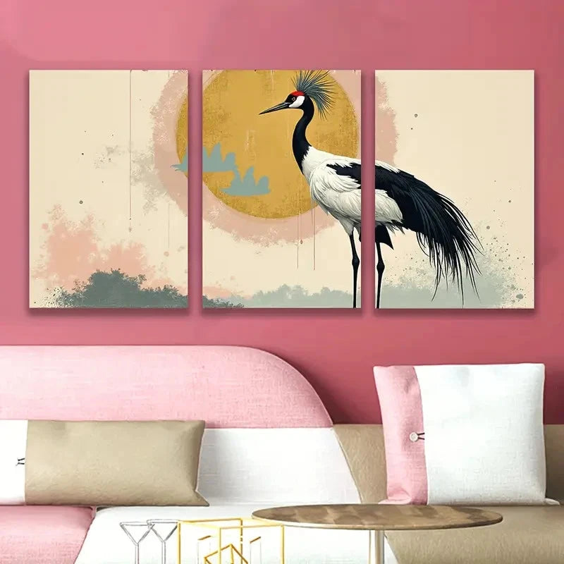 3pcs Vibrant Peacock And Sunset Scene Wall Art Set Canvas Framed 60x90cm - High Quality Print 100% Australian Made Wall Canvas Ready to Hang