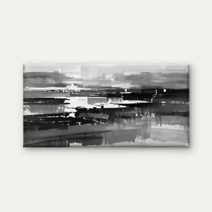 Abstract Black & White Wall Art Canvas Office Home Room Framed 120x60cm