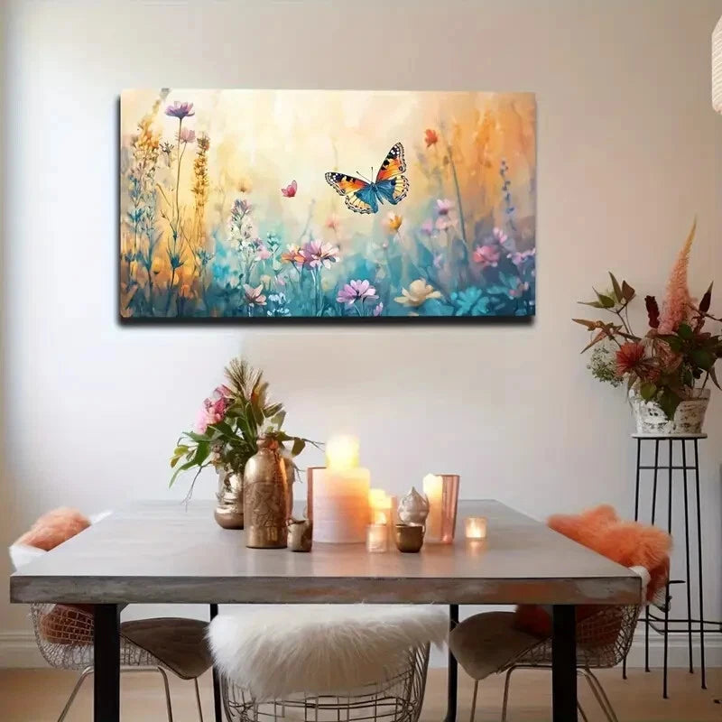 Colorful Butterfly Flying Among Wall Art Canvas Office Home Room Framed 120x60cm - Bella Home Decor