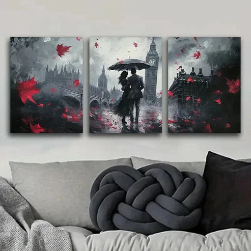3pcs Romantic London Big Ben Dark Shadow Perfect Wall Art Set Canvas Unframed - High Quality Print 100% Australian Made Wall Canvas