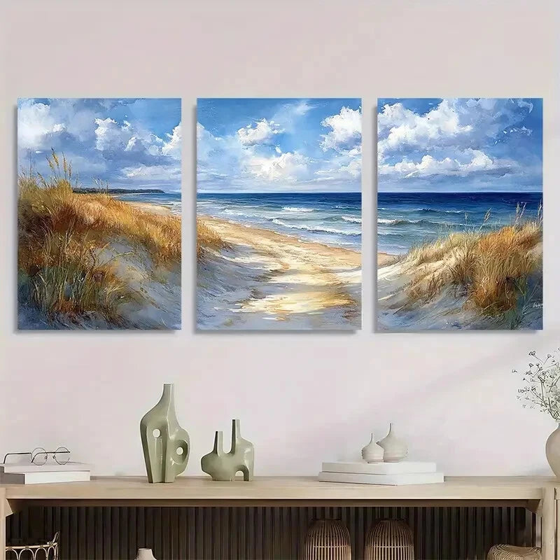 3pcs Twelvemile Beach Michigan Watercolor Metal Print Ready to Hang Art - Bella Home Decor