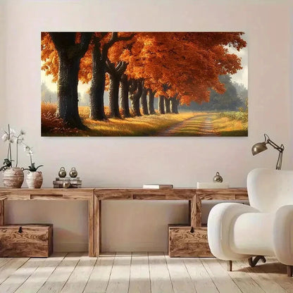 Autumn Tree Vintage Path wall canvas office home room framed 120x60cm - Bella Home Decor