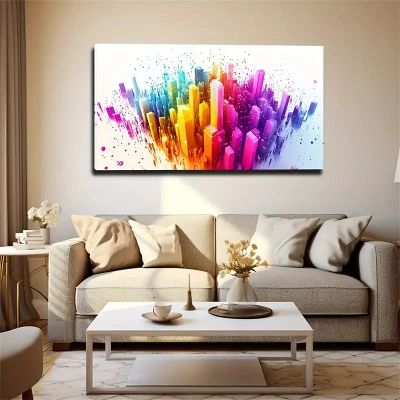 Colorful Splash Dots And Lines Wall Art Canvas Office Home Room Framed 120x60cm