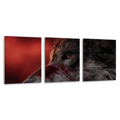 3pcs Modern Wolf & Blood Red Art Triptych   Wall Art Set Canvas Framed 60x90cm - High Quality Print 100% Australian Made Wall Canvas Ready to Hang - Bella Home Decor