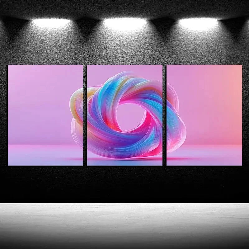 3pcs Vibrant Beautiful Pink Patterns Illustration Metal Print Ready to Hang Art - Bella Home Decor
