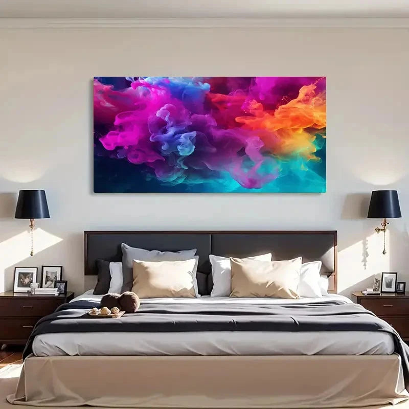 Abstract Colored Smoke Wall Art Canvas Office Home Room Framed 120x60cm - Bella Home Decor