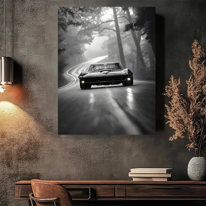 Beautiful Vintage Road Trip Modern Painting 40x60cm Metal Print Ready to Hang - Bella Home Decor