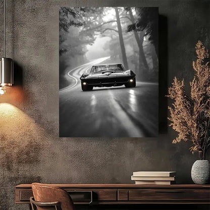 Beautiful Vintage Road Trip Modern Painting 40x60cm Metal Print Ready to Hang - Bella Home Decor