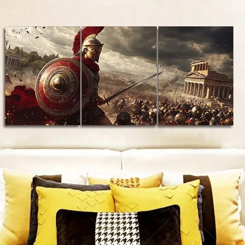 3pcs The Last Stand Of The Spartan painting  Wall Art Set Canvas Framed 40x60cm - High Quality Print 100% Australian Made Wall Canvas Ready to Hang