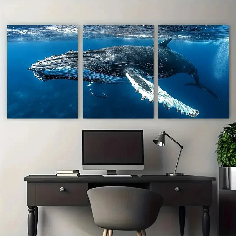 3pcs Humpback Whale Southern Africa Coast Metal Print Ready to Hang Art - Bella Home Decor