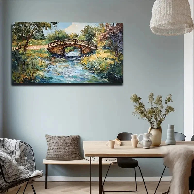 Serene Arched Bridge Wall Art Canvas Office Home Room Framed 120x60cm