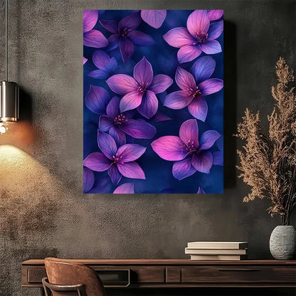 Beautiful Vibrant Purple Floral Painting 40x60cm Metal Print Ready to Hang - Bella Home Decor