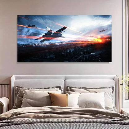 Exciting Fighter Jet Combat Wall Art Canvas Office Home Room Framed 120x60cm - Bella Home Decor
