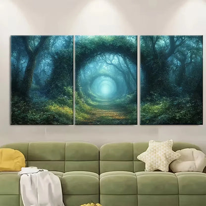 3pcs Mystical Fairy Landscape in Misty Mood Metal Print Ready to Hang Art