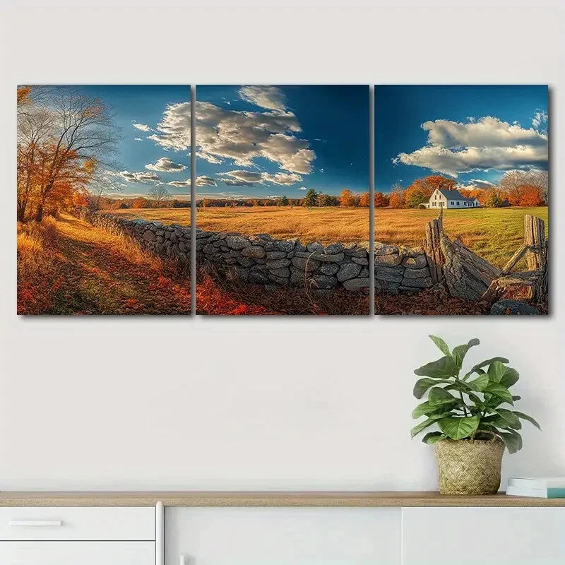3pcs Beautiful Farm Nature Relax Autumn Perfect Wall Art Set Canvas Framed 40x60cm - High Quality Print 100% Australian Made Wall Canvas Ready to Hang