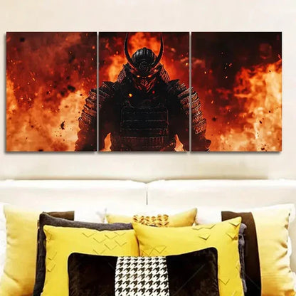3pcs Crimson Warrior with Black Horns Wall Art Set Canvas Unframed - High Quality Print 100% Australian Made Wall Canvas - Bella Home Decor