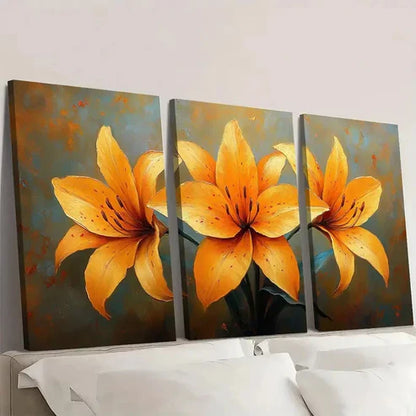 3pcs Yellow Lily Art Canvas Print Yellow Wall Art Canvas Unframed – High Quality Print 100% Australian Made Wall Canvas