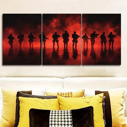 3pcs Group of Soldiers Standing Wall Art Set Canvas Unframed - High Quality Print 100% Australian Made Wall Canvas