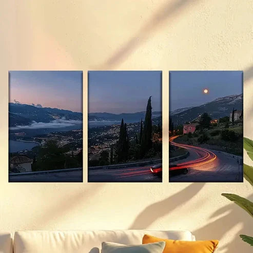 3pcs Colorful cool road cars Wall Art Canvas Unframed - High Quality Print 100% Australian Made Wall Canvas - Bella Home Decor