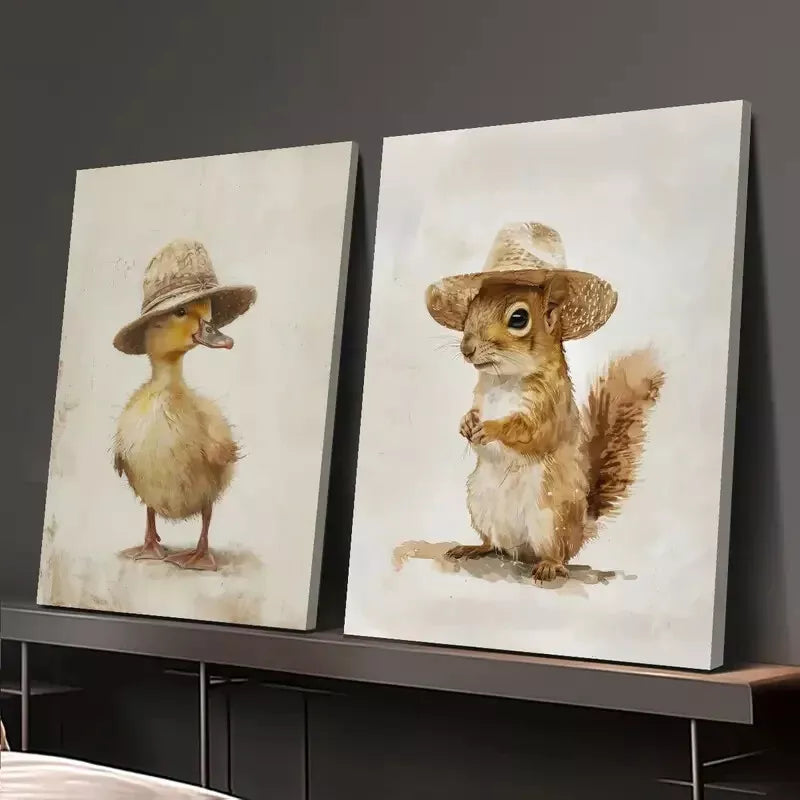 2pcs Decorative Painting, Animal Art Decor, Farmhouse Canvas Framed 50x75cm - High Quality Print 100% Australian Made Wall Canvas Ready to Hang - Bella Home Decor
