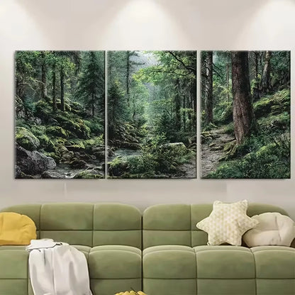3pcs Mountain Forest Photography Panels Metal Print Ready to Hang Art