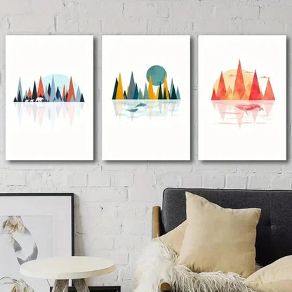 3pcs Forest & Animals Creative Illustration Wall Art Set Canvas Wall Art Canvas Unframed - High Quality Print 100% Australian Made Wall Canvas - Bella Home Decor