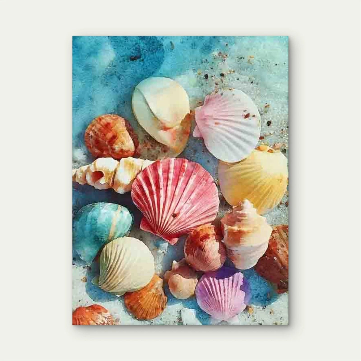 Watercolor Beach Sea Shells Metal Print Ready to Hang