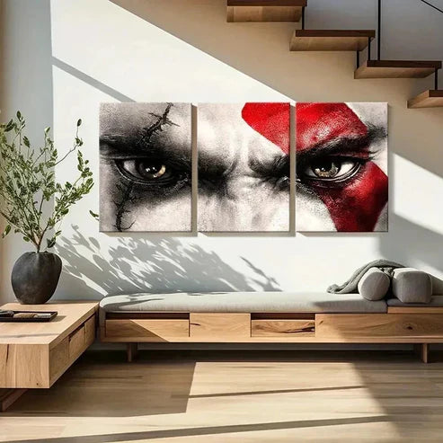 3pcs Modern Video Game Character Kratos  Wall Art Set Canvas Unframed - High Quality Print 100% Australian Made Wall Canvas