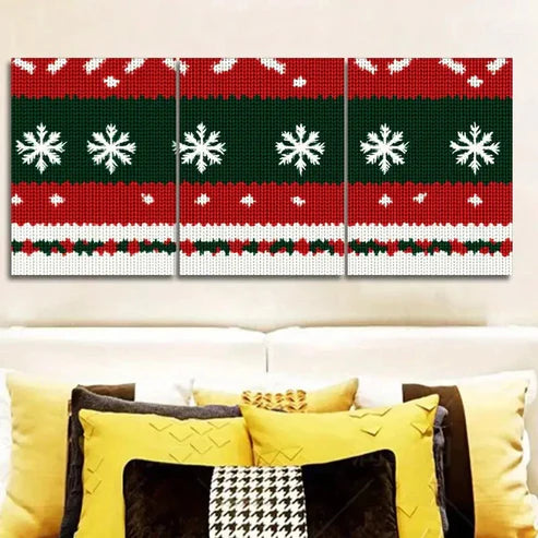 3pcs Christmas sweater pattern Wall Art Set Canvas Unframed - High Quality Print 100% Australian Made Wall Canvas - Bella Home Decor