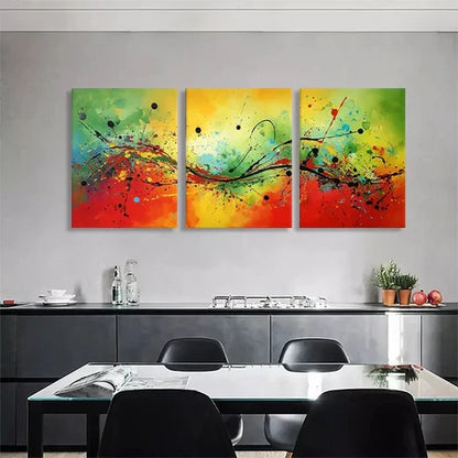 3pcs Dynamic Energy Vibrant Splash Perfect Art Set Canvas Unframed - High Quality Print 100% Australian Made Wall Canvas - Bella Home Decor