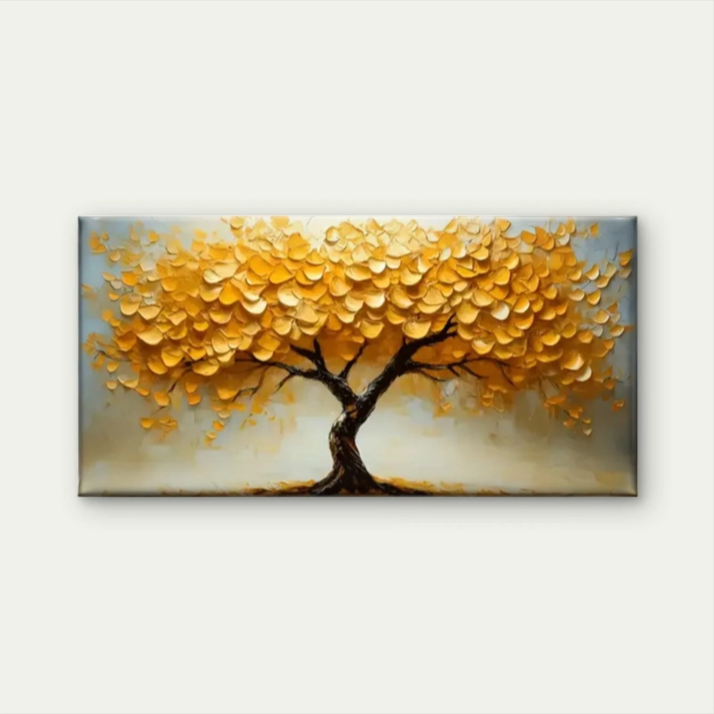 Yellow Leaves Abstract Wall Art Canvas Office Home Room Framed 120x60cm