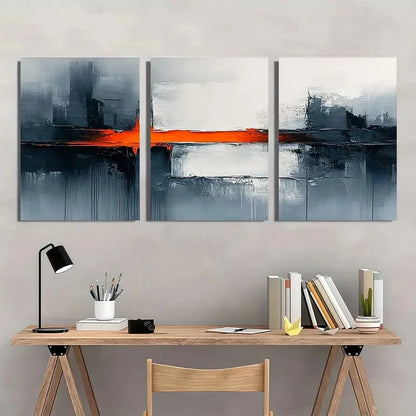 3pcs Abstract White and Black Textured Painting Metal Print Ready to Hang Art