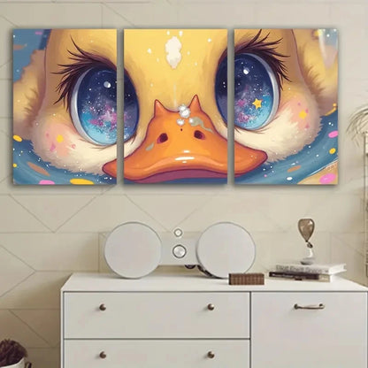 3pcs Yellow Duck With Stars Wall Art Set Canvas Framed 40x60cm - High Quality Print 100% Australian Made Wall Canvas Ready to Hang