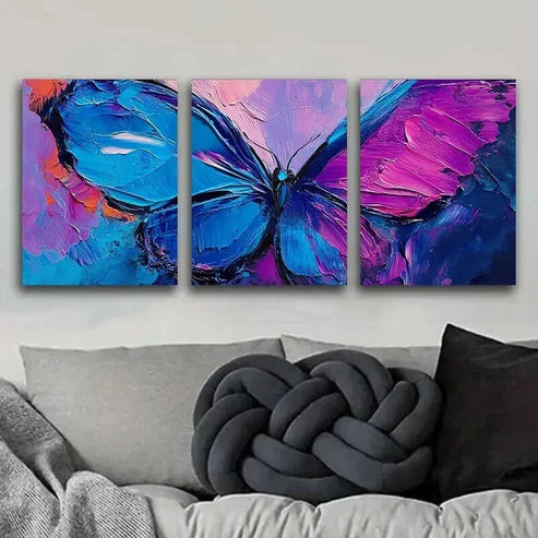 3pcs Abstract Butterfly Colorful Perfect Wall Art Set Canvas Unframed - High Quality Print 100% Australian Made Wall Canvas - Bella Home Decor