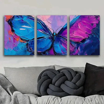 3pcs Abstract Butterfly Colorful Perfect Wall Art Set Canvas Unframed - High Quality Print 100% Australian Made Wall Canvas - Bella Home Decor