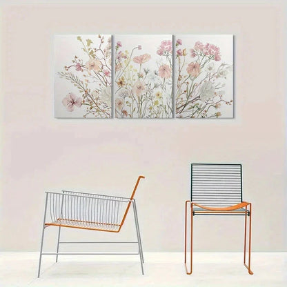 3pcs Watercolor Floral Botanical Themed Metal Print Ready to Hang Art - Bella Home Decor