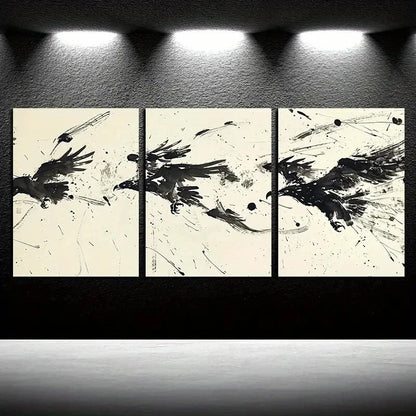 3pcs Eagles Abstract Design Illustration Metal Print Ready to Hang Art