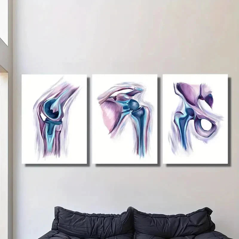 3pcs intricate Blue & Purple Figures  Wall Art Set Canvas Framed 40x60cm - High Quality Print 100% Australian Made Wall Canvas Ready to Hang