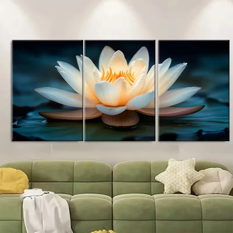 3pcs Serene for Lotus Flower Photography Metal Print Ready to Hang Art