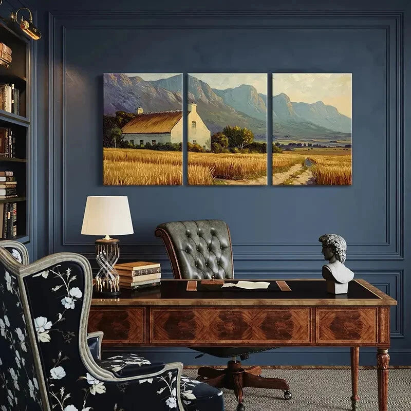3pcs Rustic Farmhouse Landscape Mountain View Metal Print Ready to Hang Art - Bella Home Decor