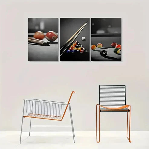 3pcs Pool Table Billiards Ball Wall Art Canvas Unframed - High Quality Print 100% Australian Made Wall Canvas