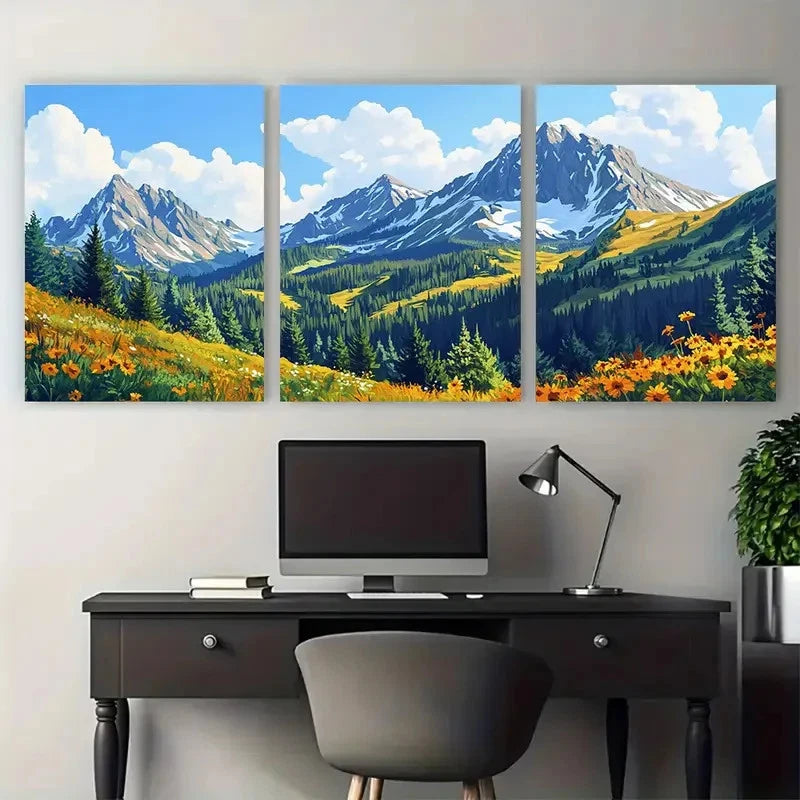 3pcs Showcasing Colorado Travel Mountain View Wall Art Set Canvas Framed 50x70cm - High Quality Print 100% Australian Made Wall Canvas Ready to Hang