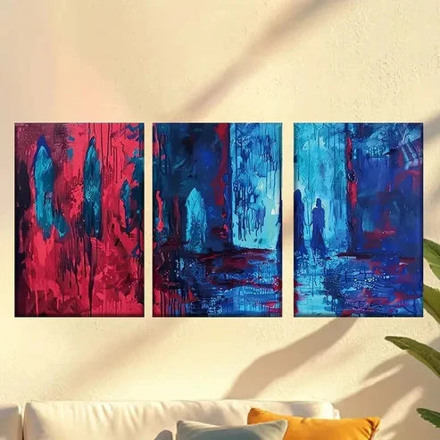 3pcs Dark Abstract Street Wall Art Canvas Unframed - High Quality Print 100% Australian Made Wall Canvas